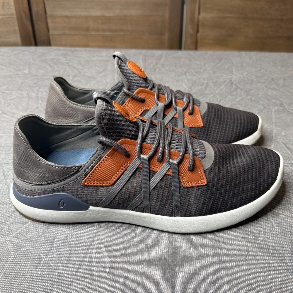 OluKai Sneakers Mens 11 Mio Li Pavement Grey Orange 10440-PVVI Drop-in Heel - Picture 3 of 8